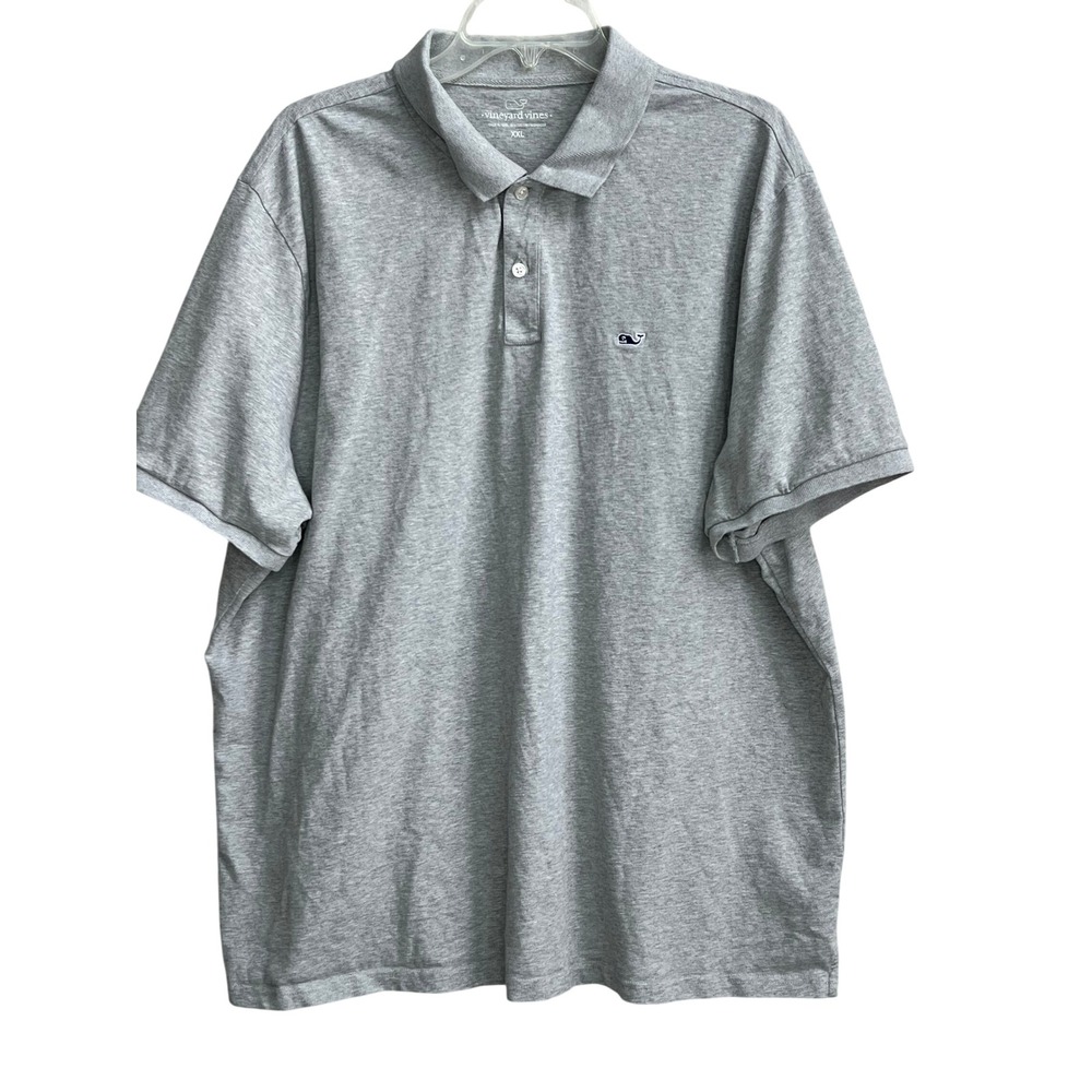 Vineyard Vines Mens XXL Gray Cotton Blend Short Sleeve Whale Logo Polo Shirt